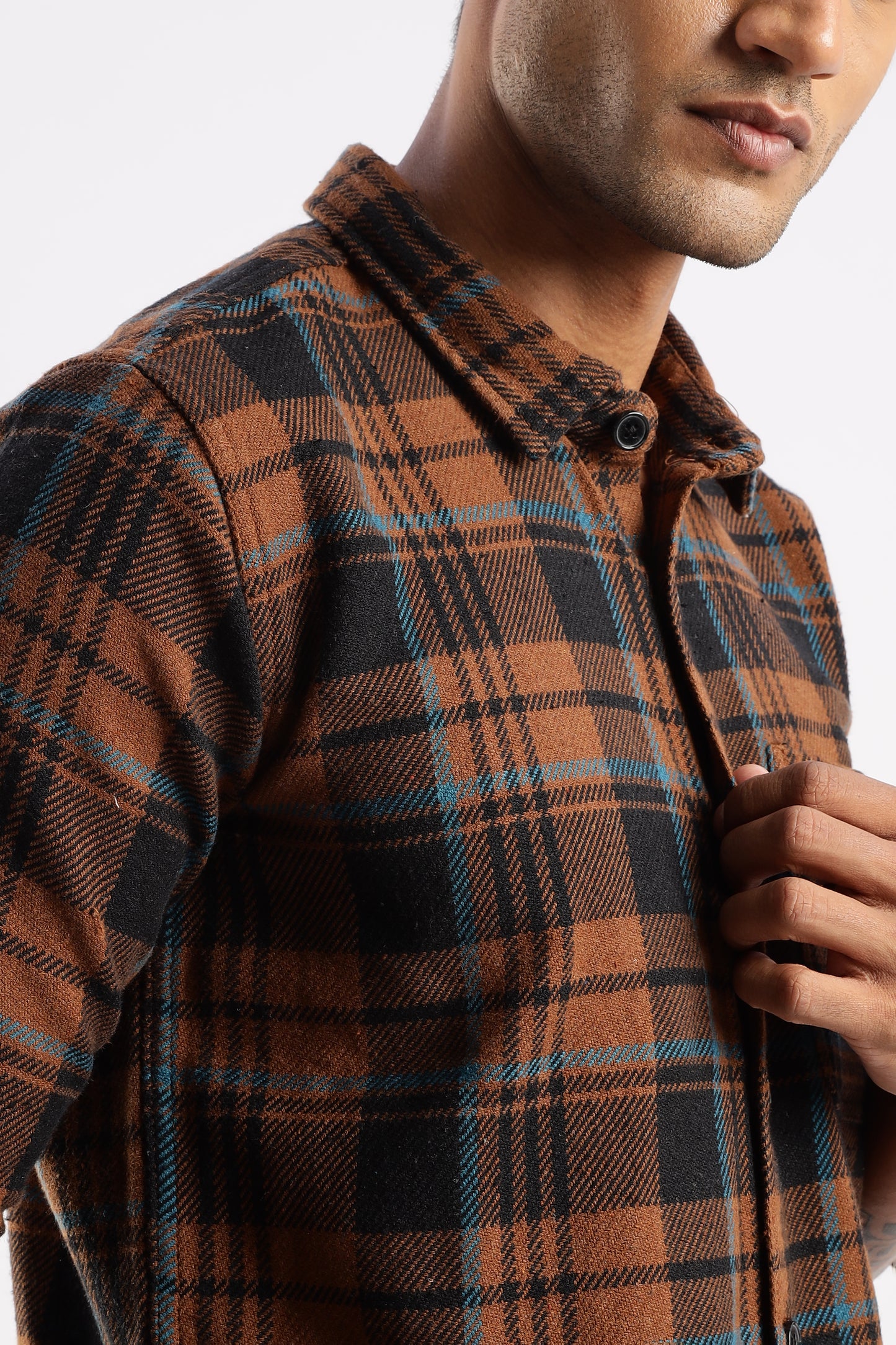 Flannel Check Shirt with Functional Chest Pockets – Mens Cotton Flannel