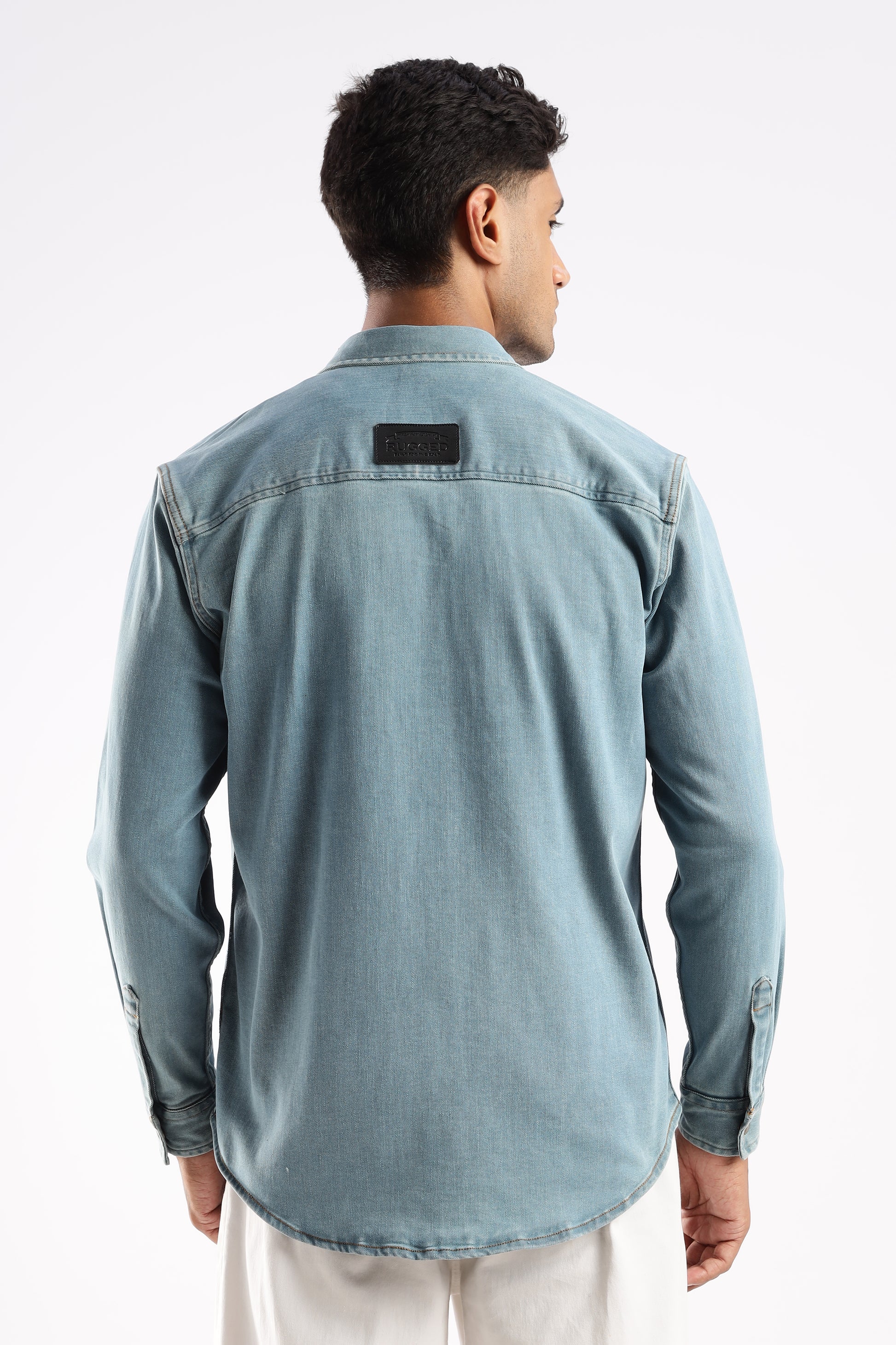Skybound Indigo blue denim shirt made from durable 9 oz fabric with tailored fit