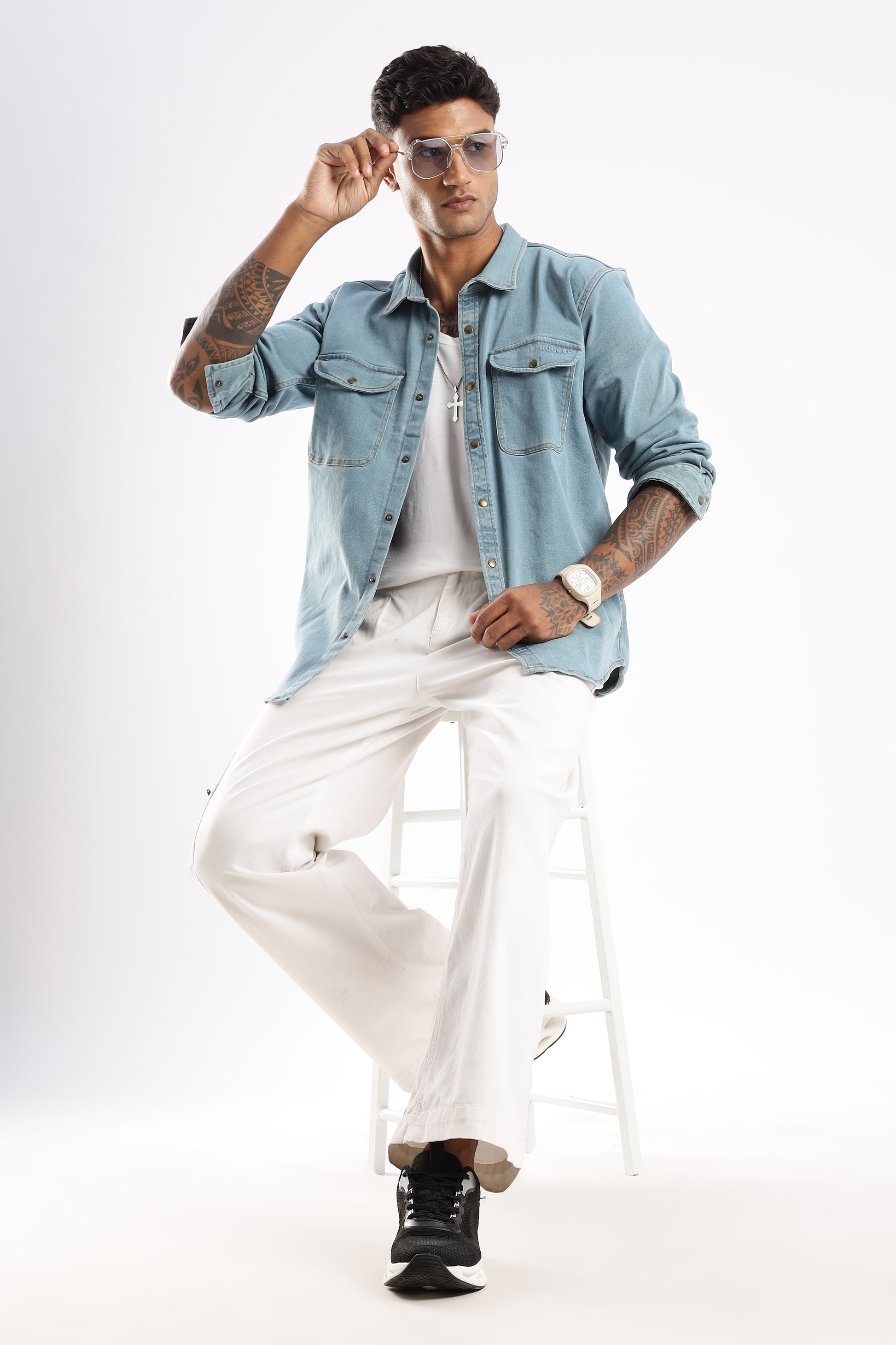 Durable and breathable denim shirt in Skybound Indigo designed for everyday comfort

