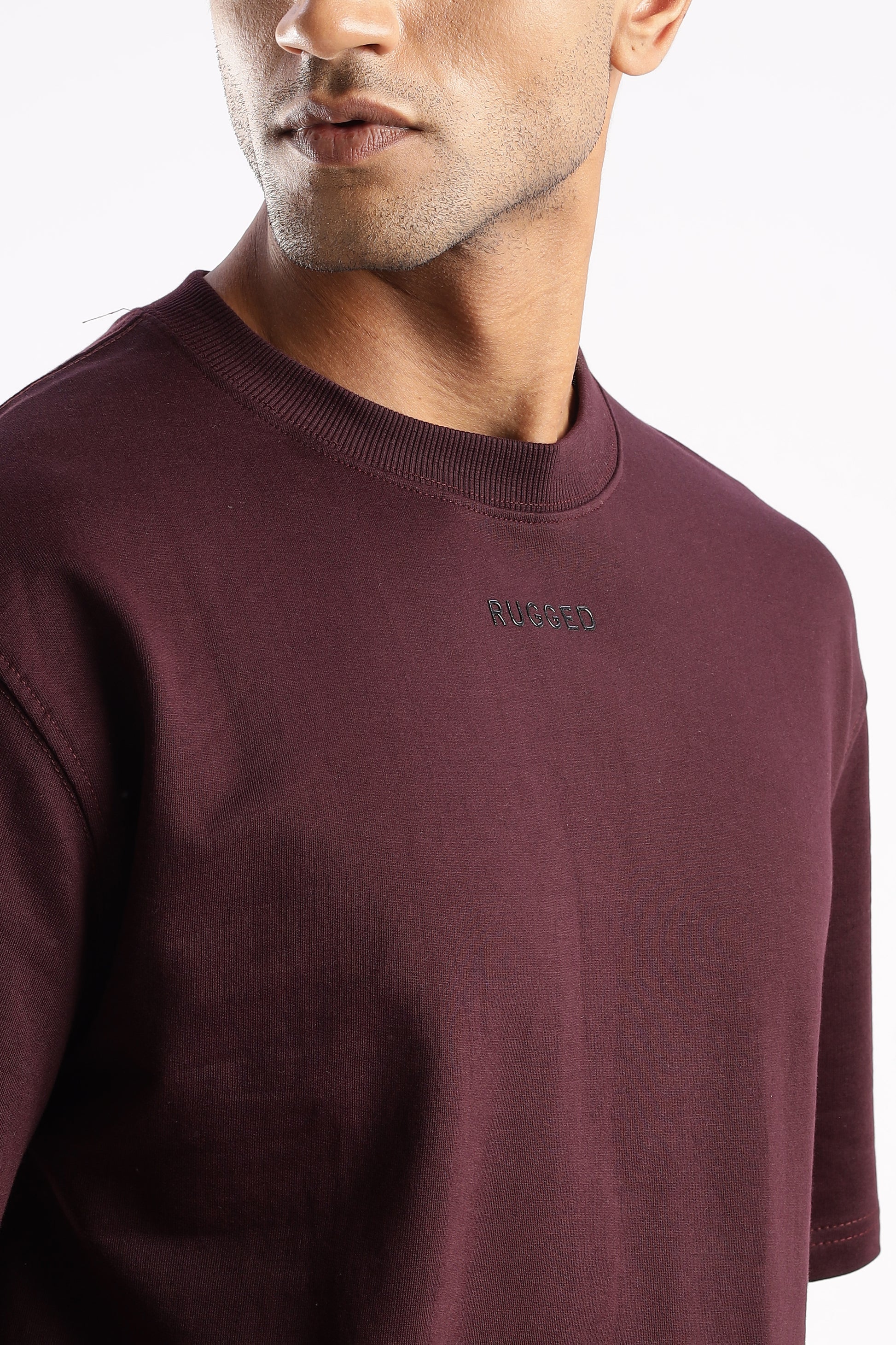 Back view of Elegant Crew Tee in Crimson Peak highlighting smooth fabric and fit