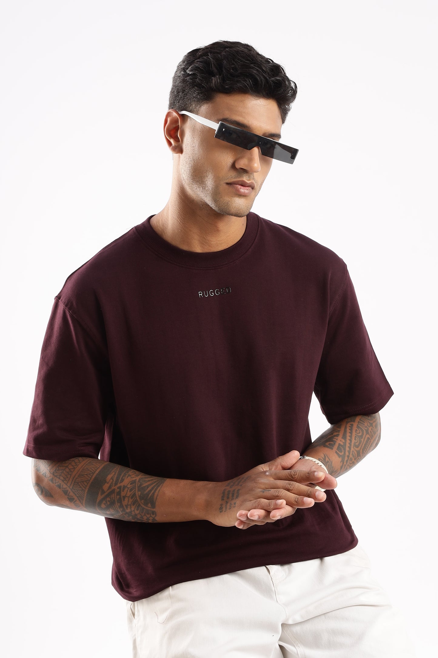 RUGGED Elegant Crew Tee in Crimson Peak with durable fabric and sleek urban styling

