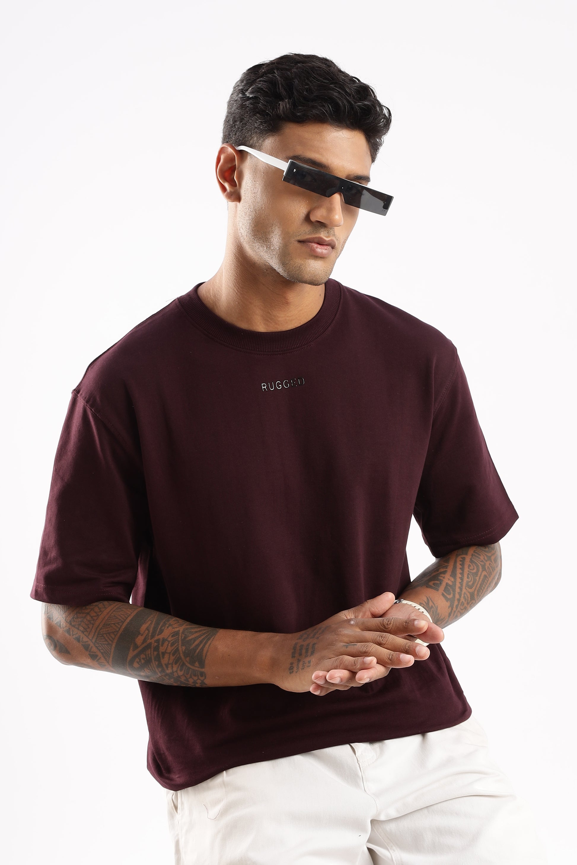 RUGGED Elegant Crew Tee in Crimson Peak with durable fabric and sleek urban styling

