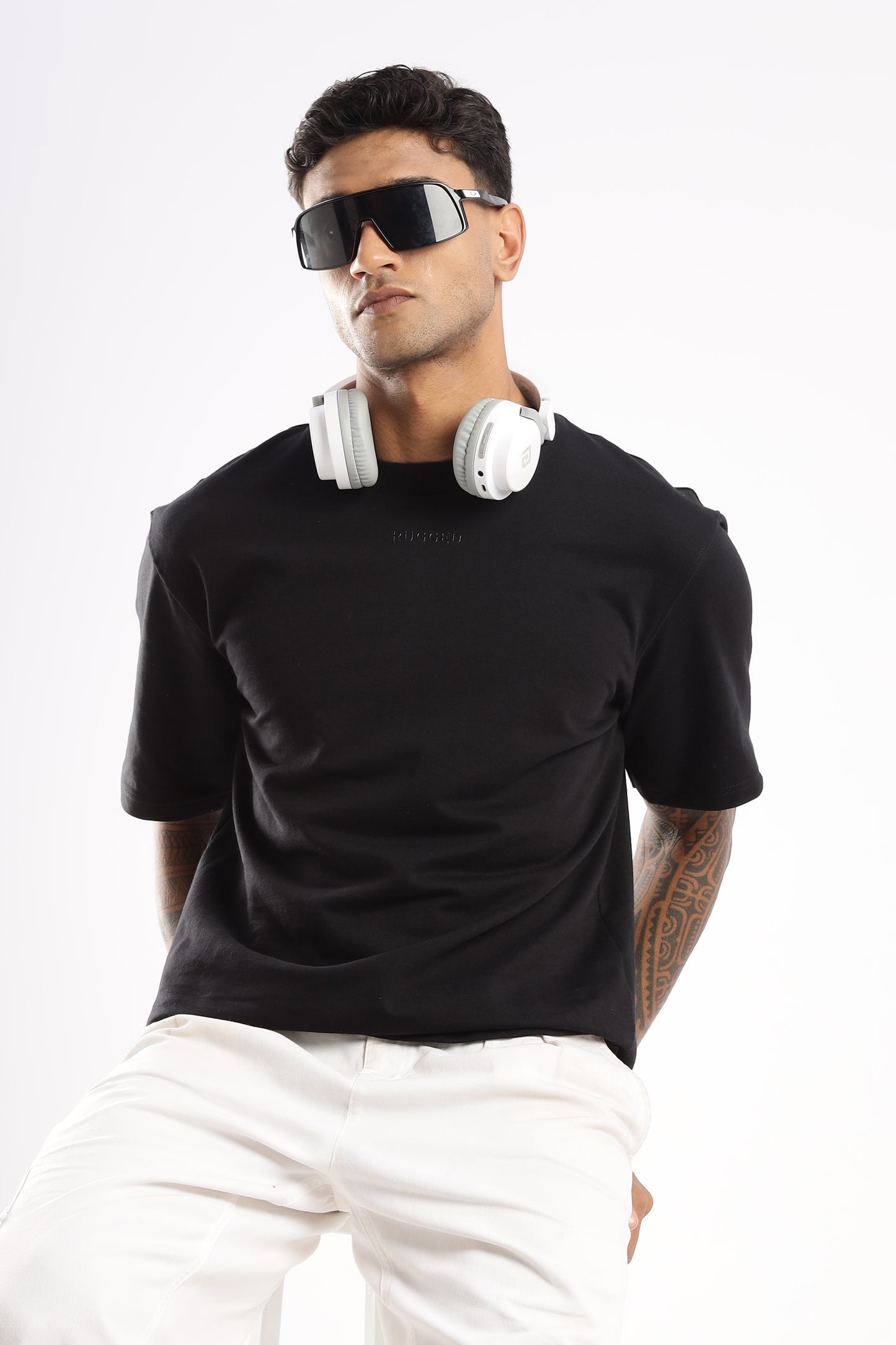 Casual outfit with Onyx Depth crew tee paired with denim for modern streetwear look