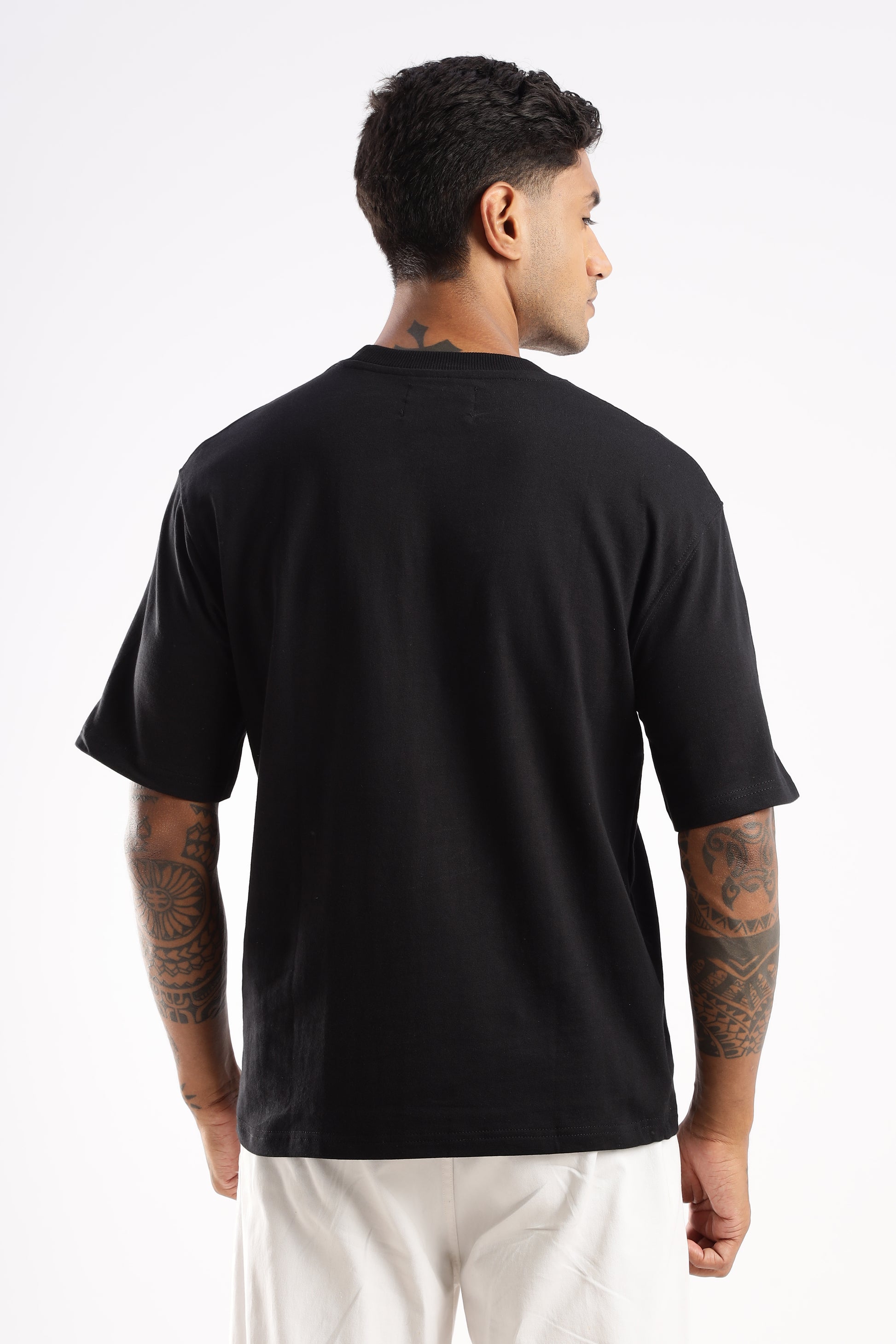 Onyx Depth black crew neck tee made from 240 GSM premium cotton with bio-wash finish