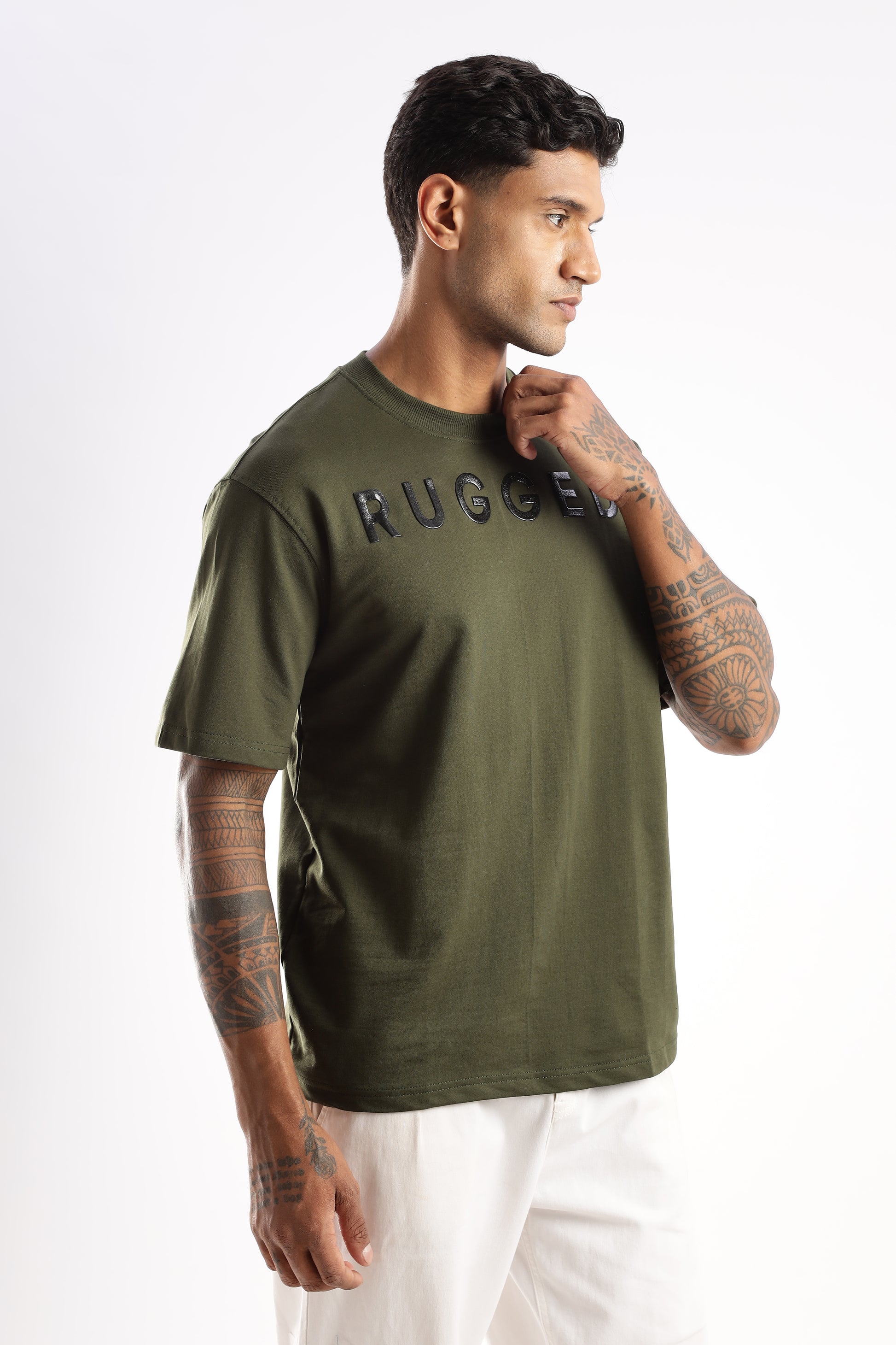 Evergreen Mist green crew neck t-shirt made from 240 GSM premium cotton