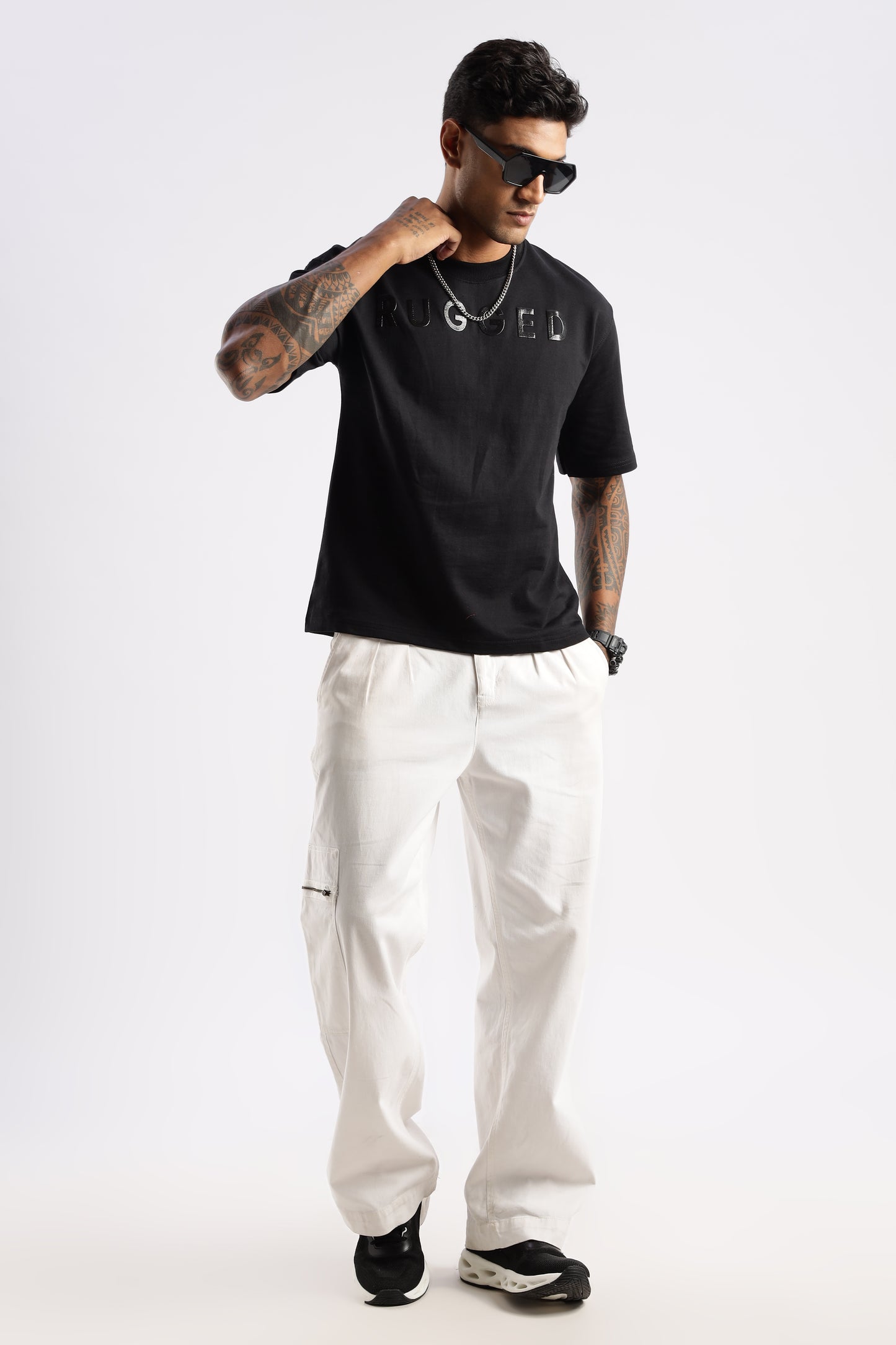 Black Signature Tee in Onyx Depth styled with jeans for a clean urban look