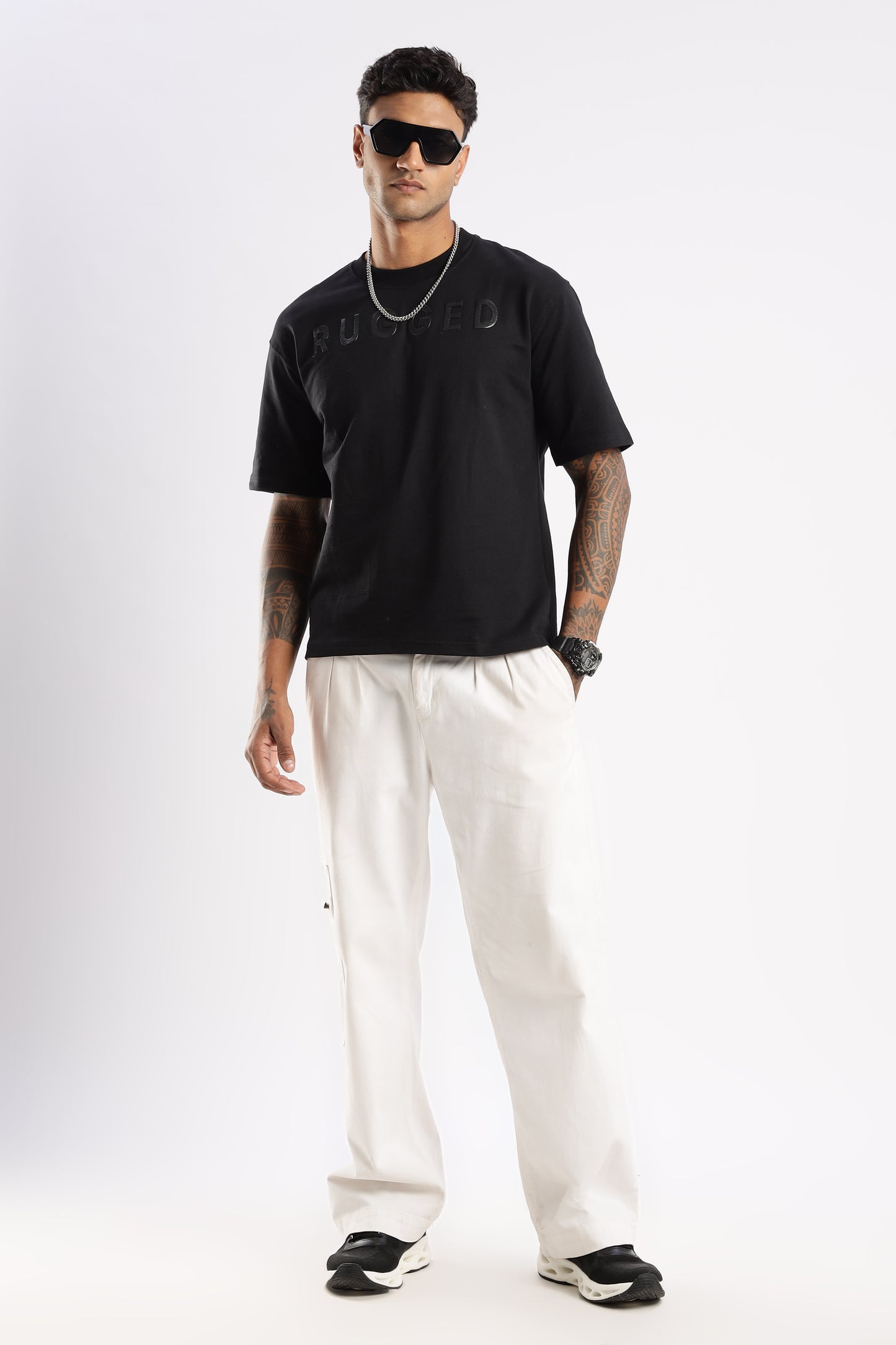 Close-up of Onyx Depth Signature Tee showing soft bio-washed cotton texture