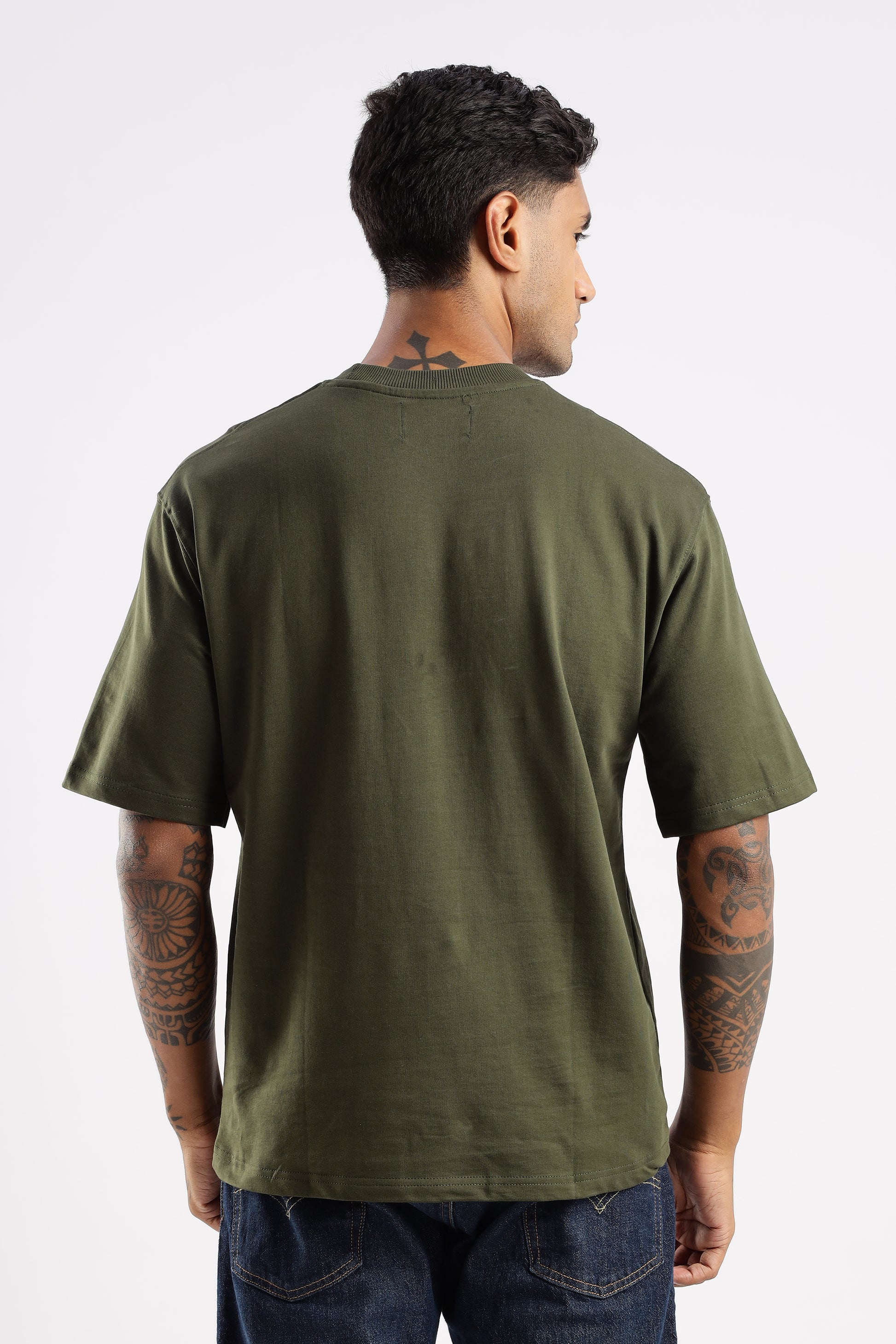 Evergreen Mist crew neck t-shirt made from 240 GSM premium cotton with bio-washed finish

