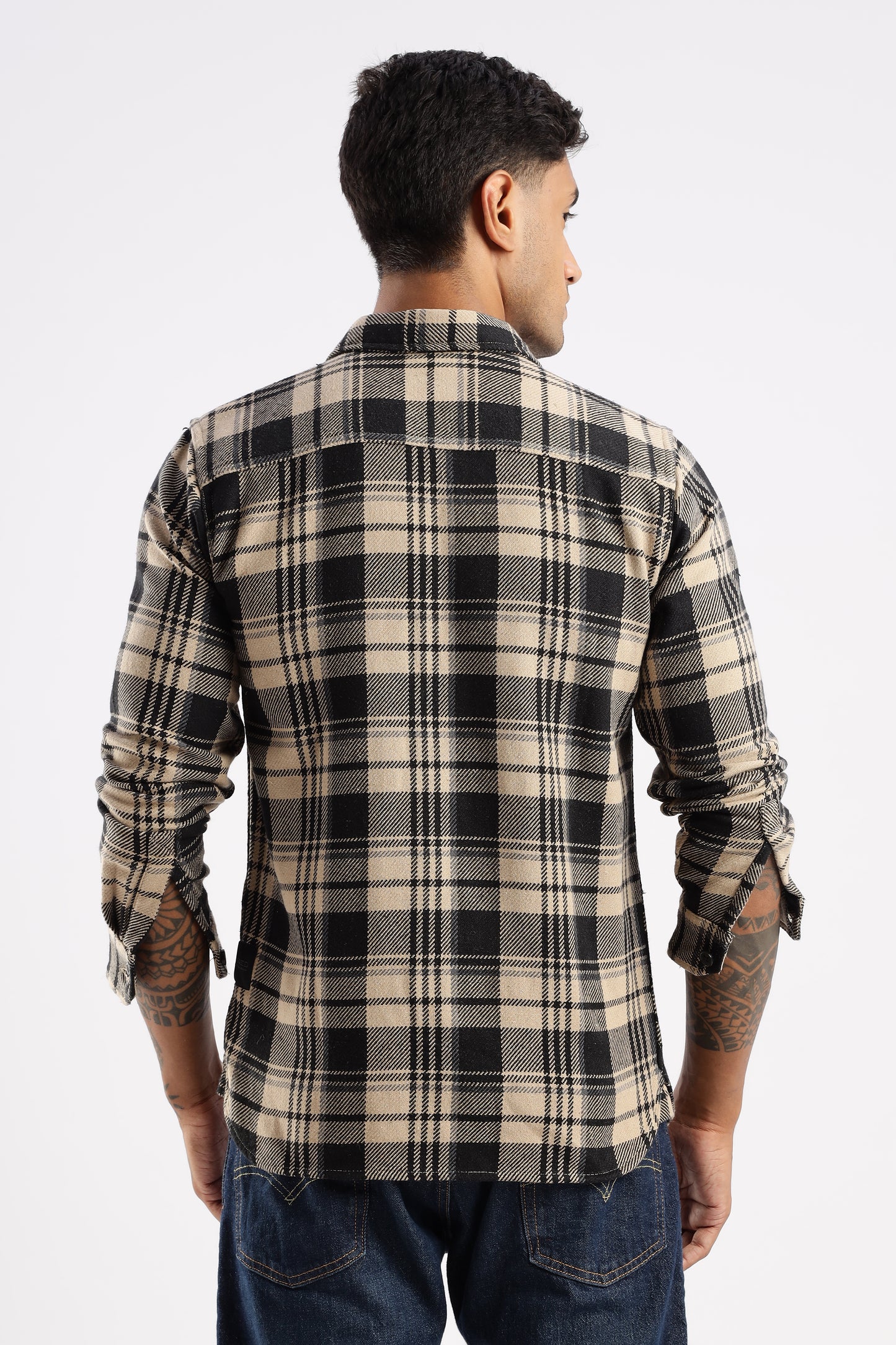 Neutral-toned Desert Dune flannel shirt designed for versatile, rugged styling