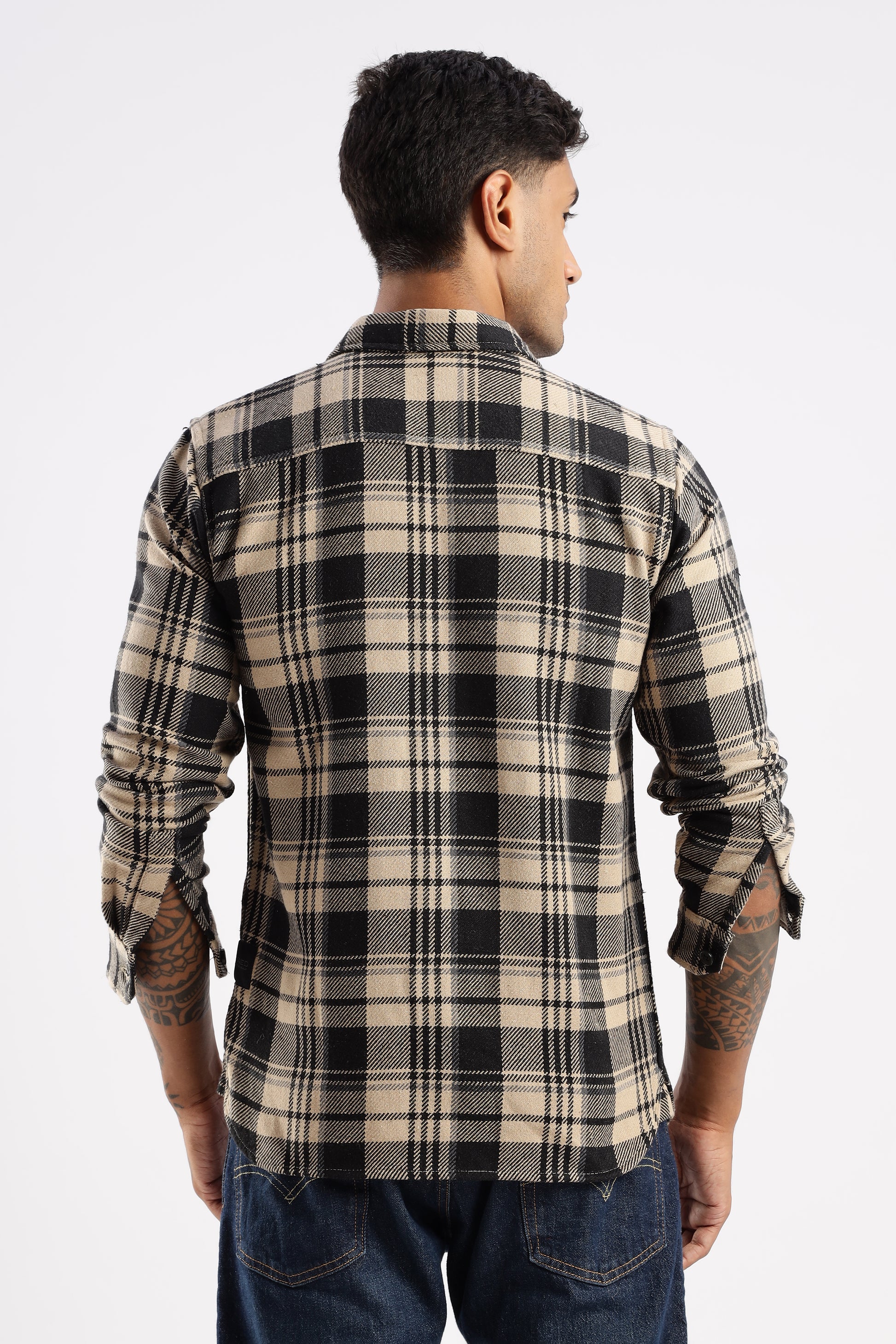 Neutral-toned Desert Dune flannel shirt designed for versatile, rugged styling