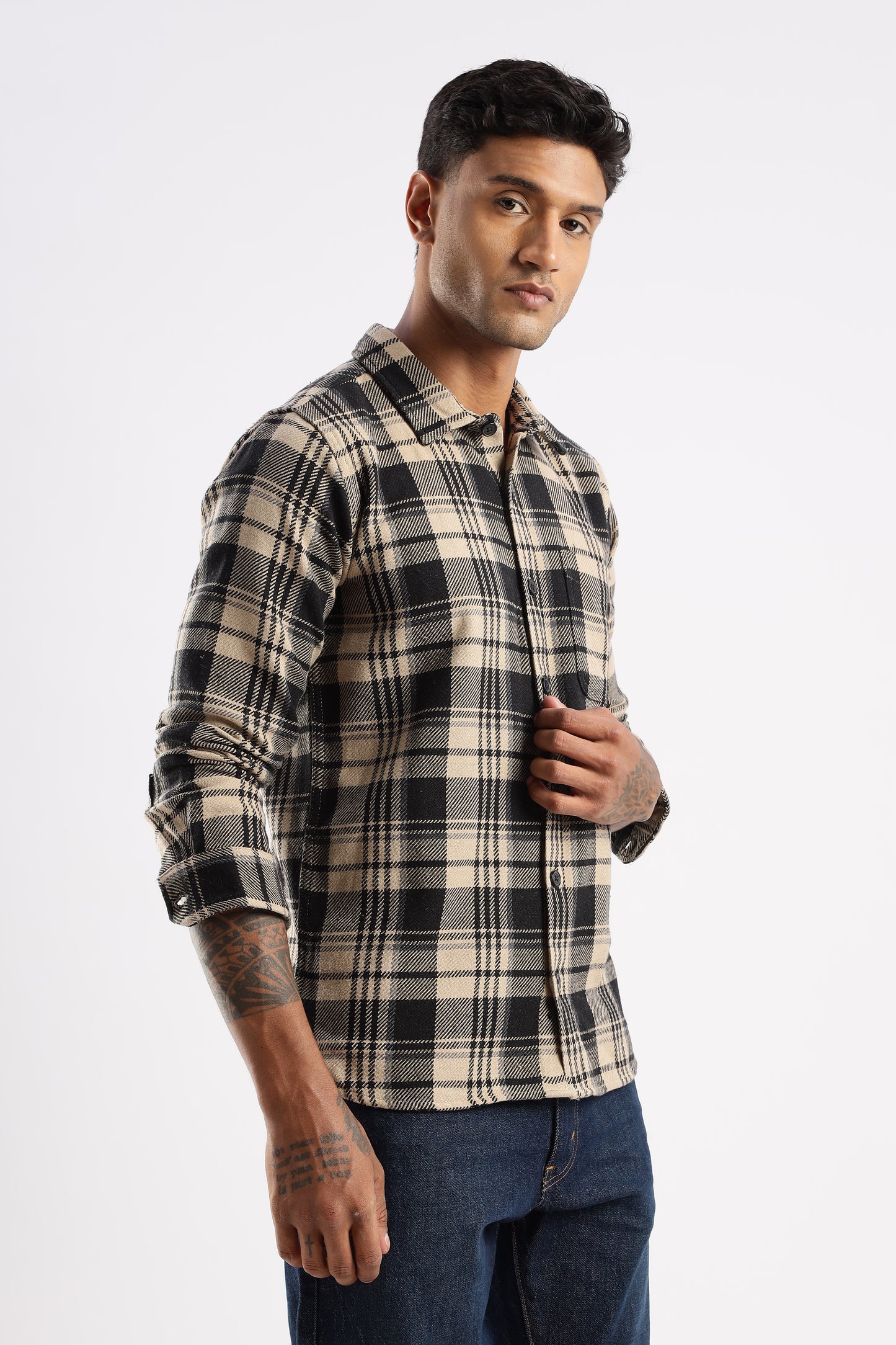 Mens Flannel Shirt Jacket Style – Desert Dune Cotton Flannel