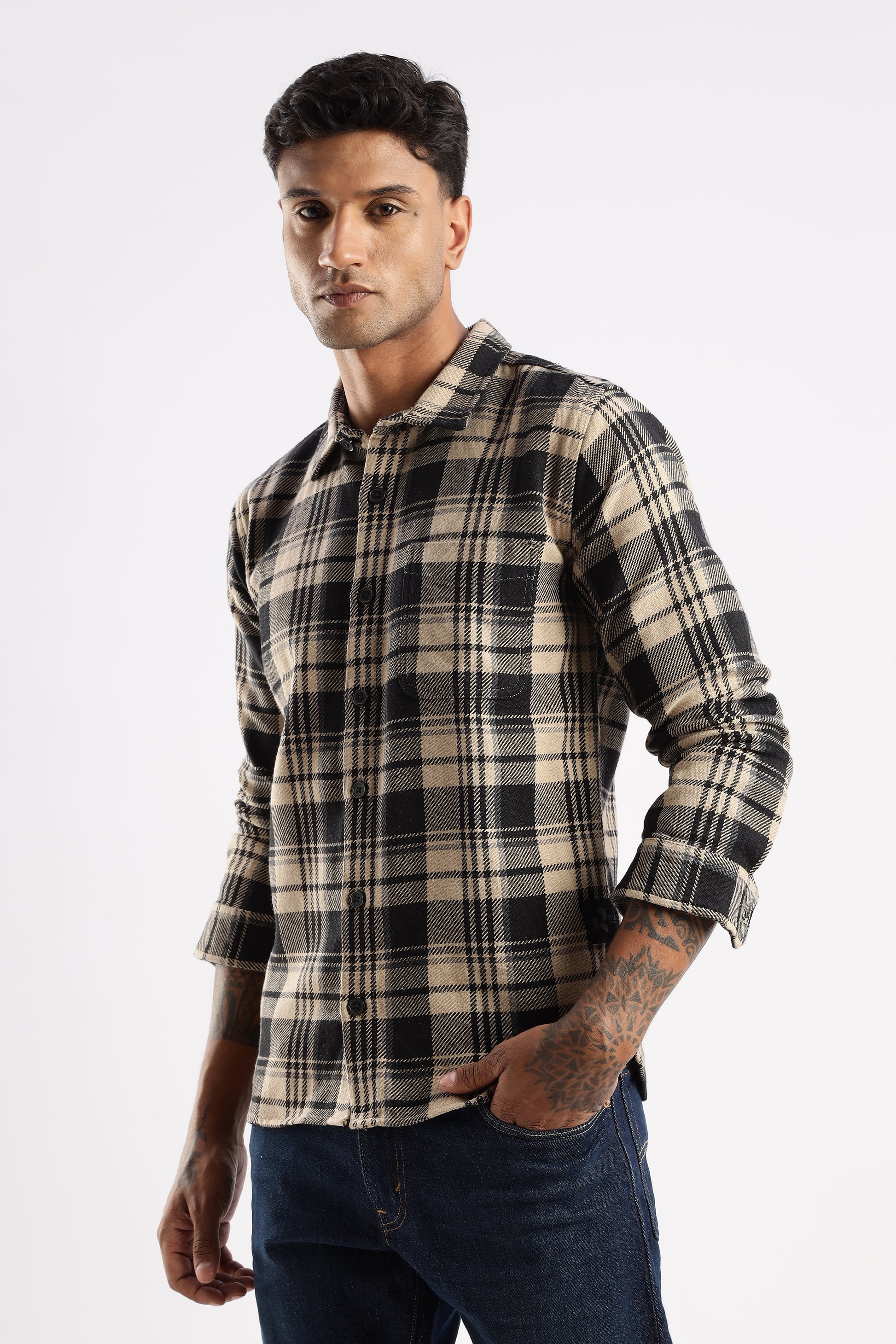 Mens Flannel Shirt Jacket Style – Desert Dune Cotton Flannel