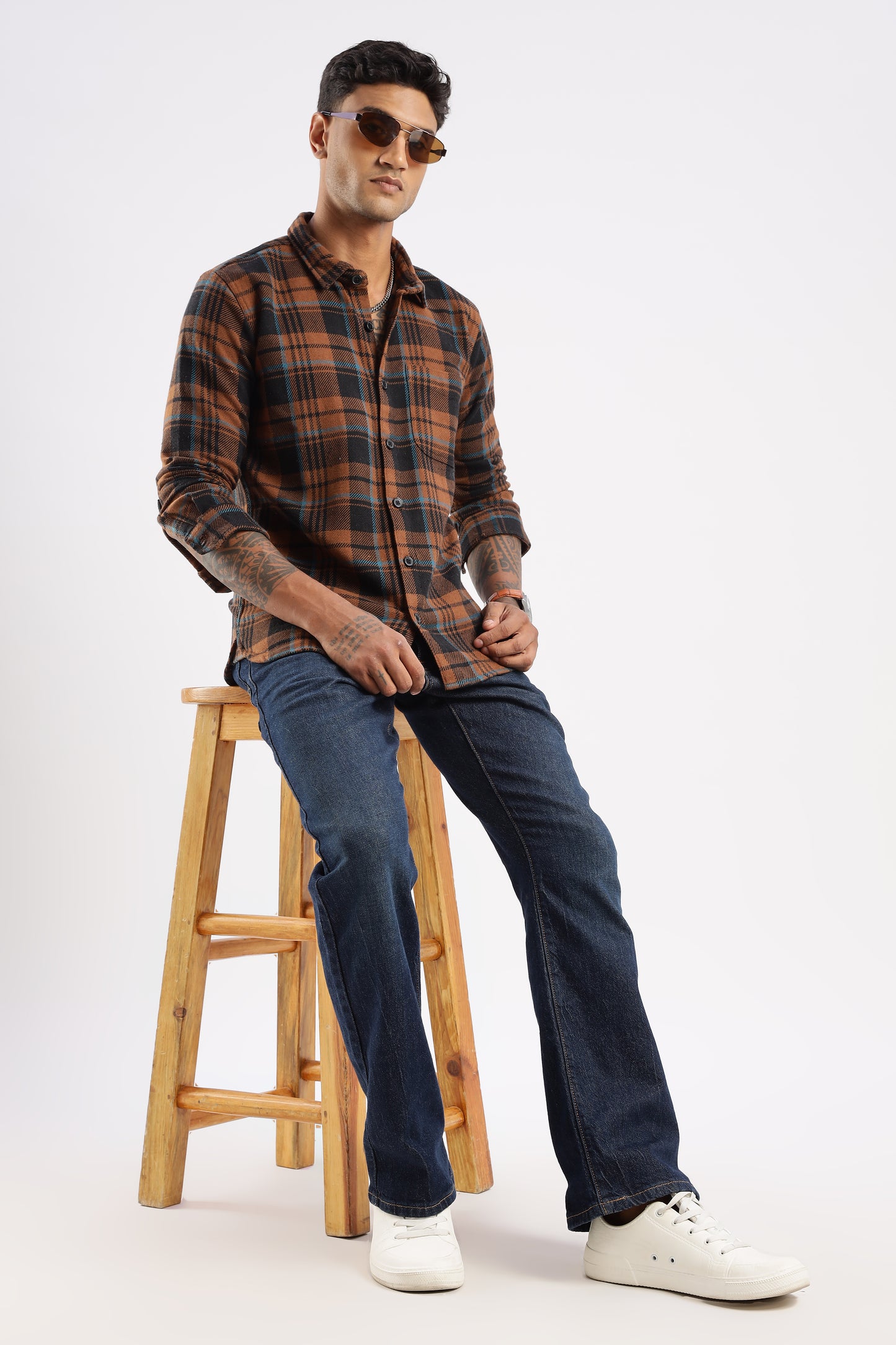 RUGGED Explorer Flannel Shirt in Timberland Rust styled for layering and comfort