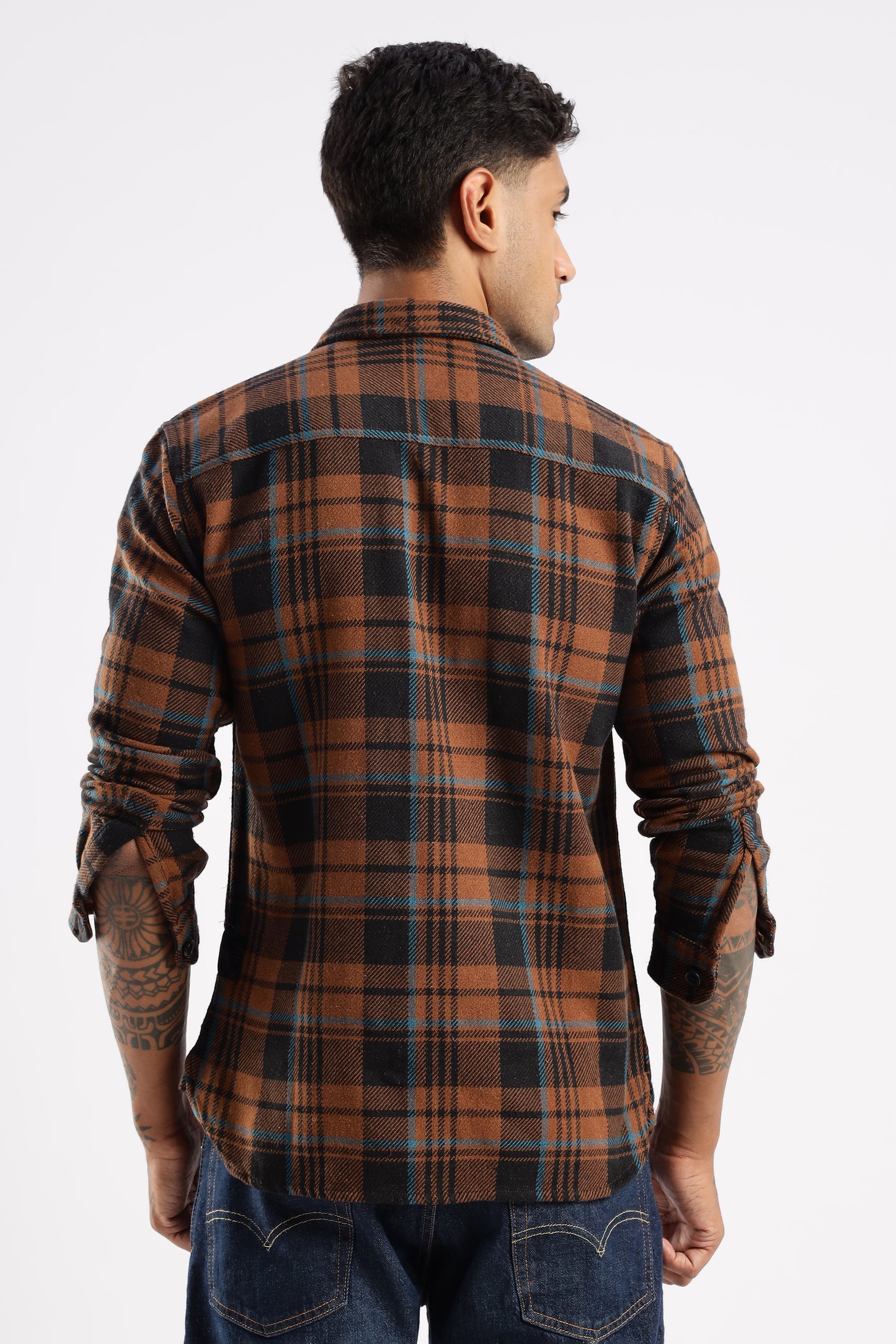 Timberland Rust flannel shirt crafted from 100% premium cotton with bio-silicon wash