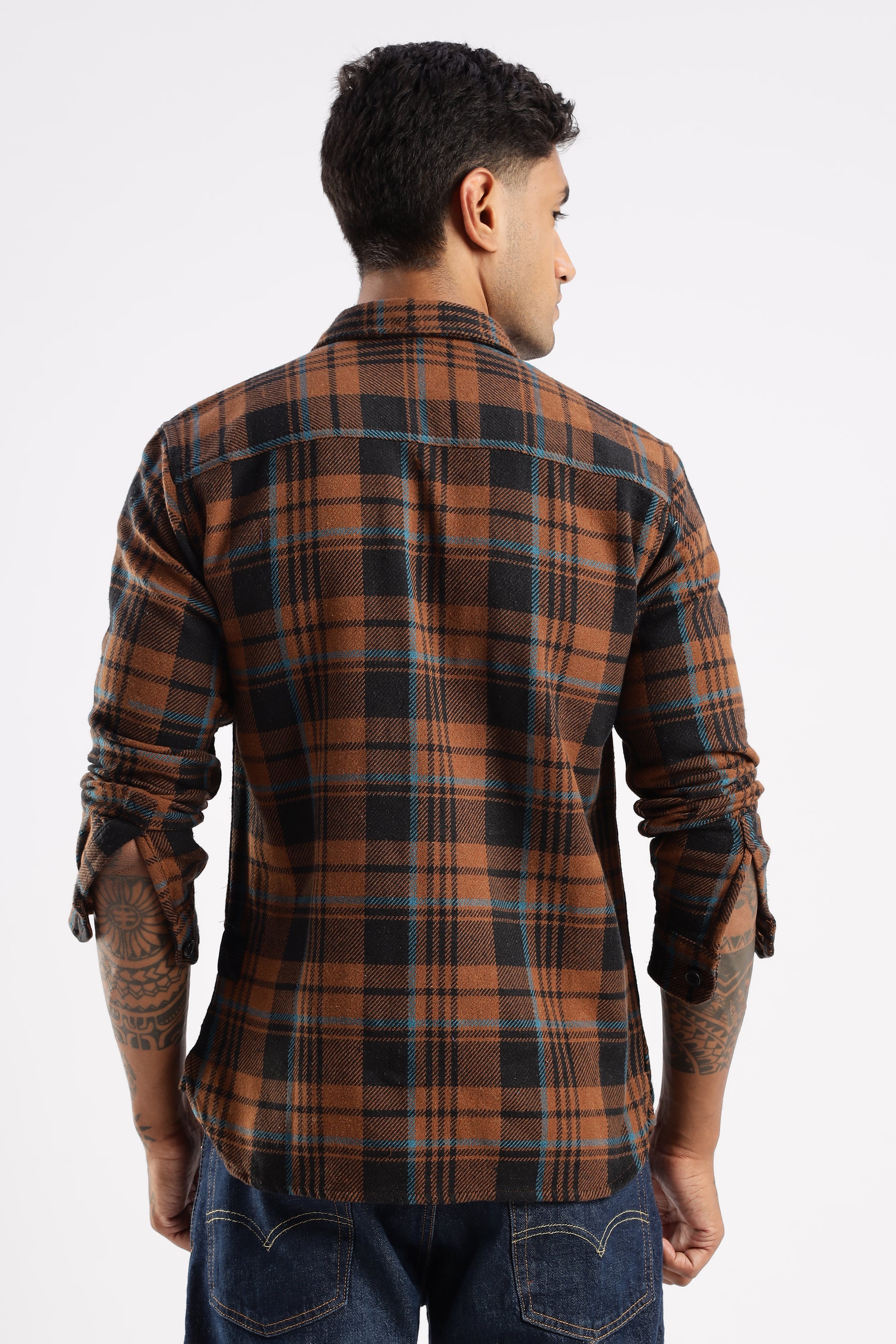 Timberland Rust flannel shirt crafted from 100% premium cotton with bio-silicon wash