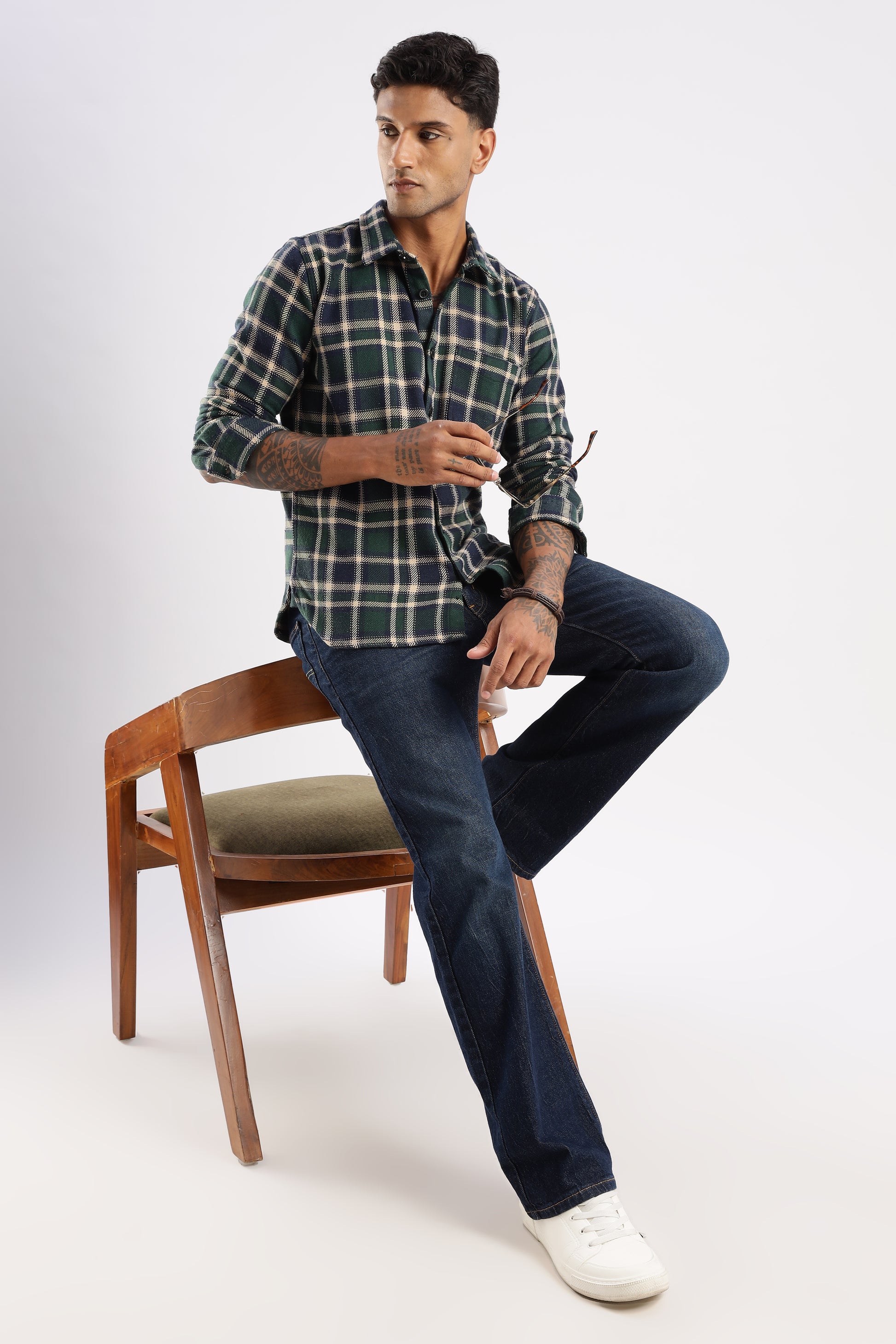 Back view of Explorer Flannel Shirt in Forest Canopy showing relaxed fit and pattern