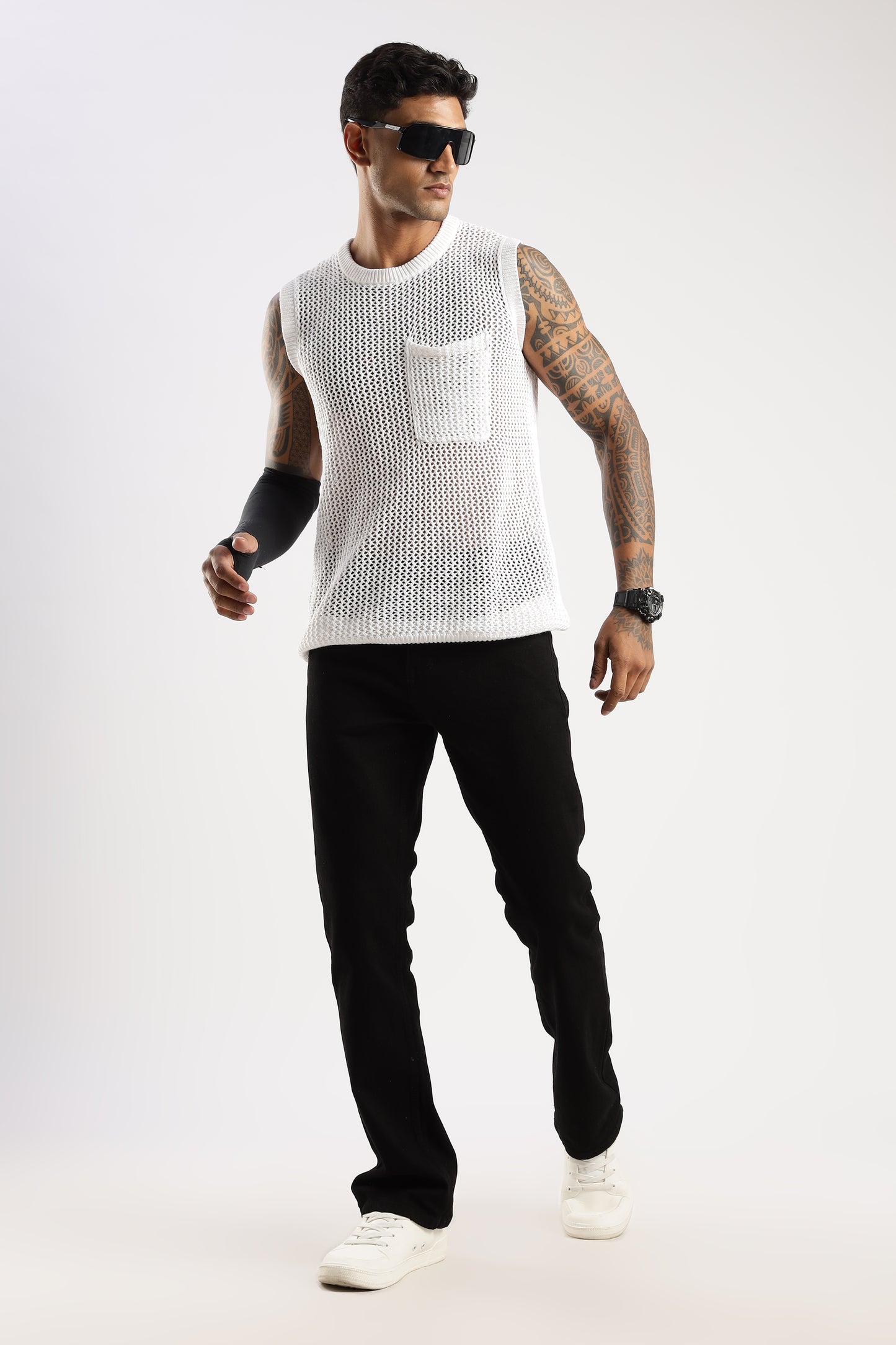 Side view of Shadow Trail bootcut jeans showing flared leg and structured fit