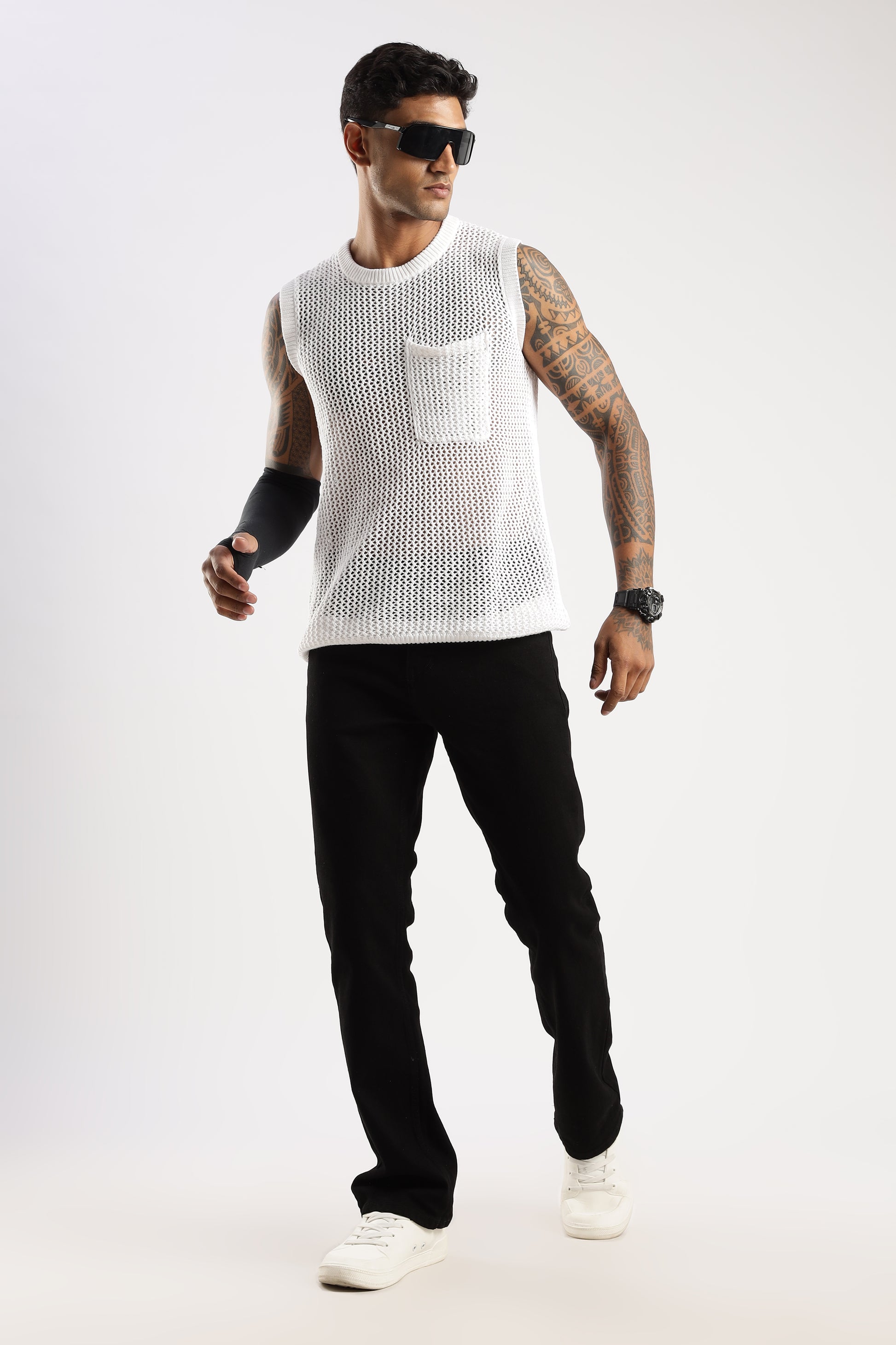 Side view of Shadow Trail bootcut jeans showing flared leg and structured fit