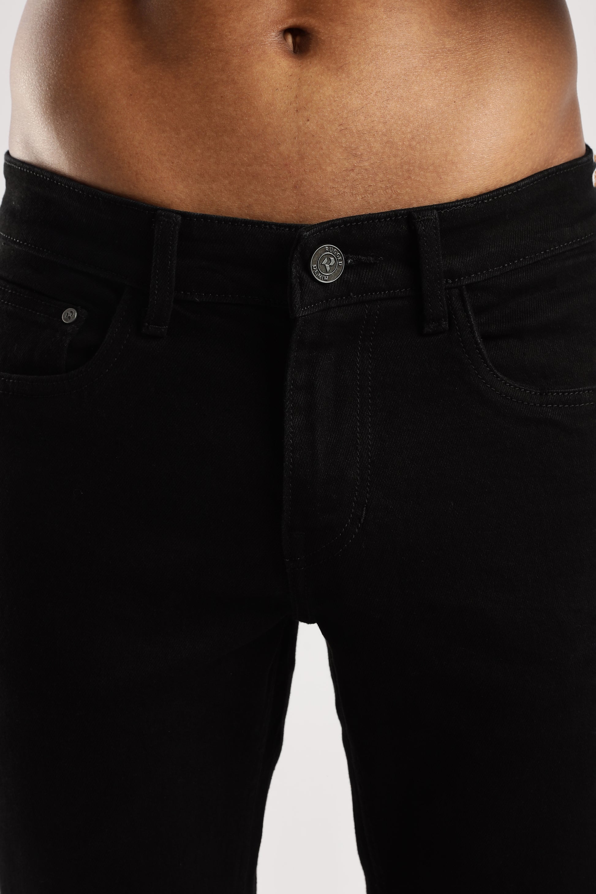 Model dressed in Steel Wave Sleek Straight Fit Jeans featuring traditional straight leg cut