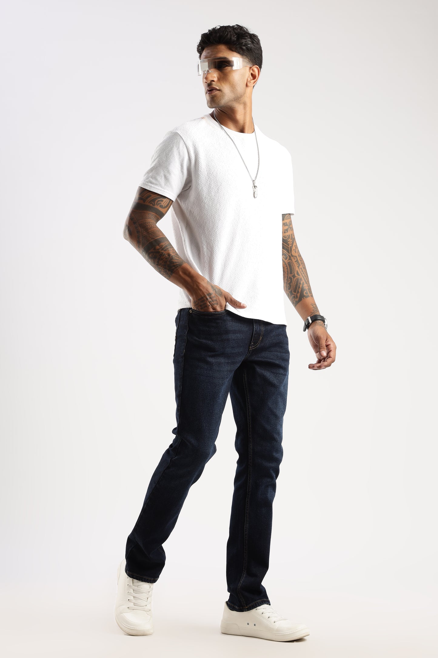 Steel Wave straight fit jeans styled for urban transitions from work to weekend