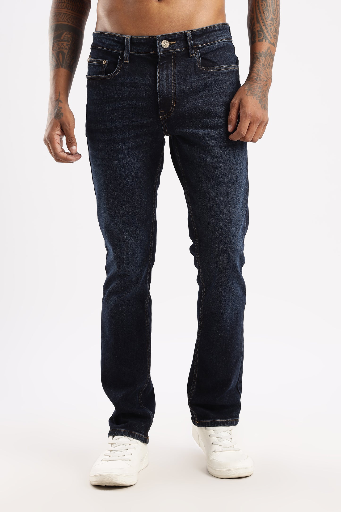 blue straight fit jeans